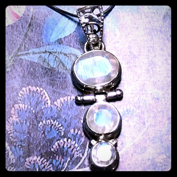 Rainbow Moonstone Sterling Pendant Necklace